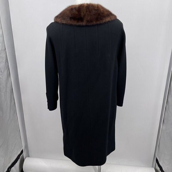 Union made Ilgwu vintage wool and fur coat womans large black - Picture 3 of 5